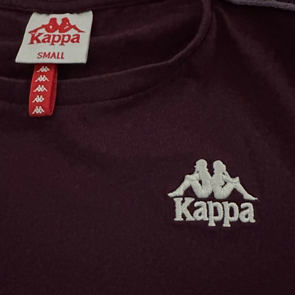 ⚡️2/$25⚡️ Rare 🔥 Kappa Women’s Cropped Cotton Purple Tape Tee | S | Embroidered
